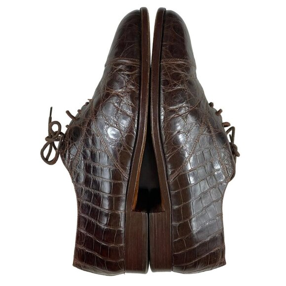 Celine Brown Vintage Oxford Shoes Python Stamped Size 7 - Picture 7 of 12